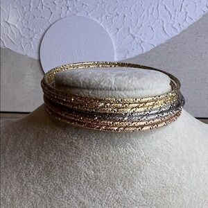 Elegant Gold, Silver and Rose Gold Bangle Set